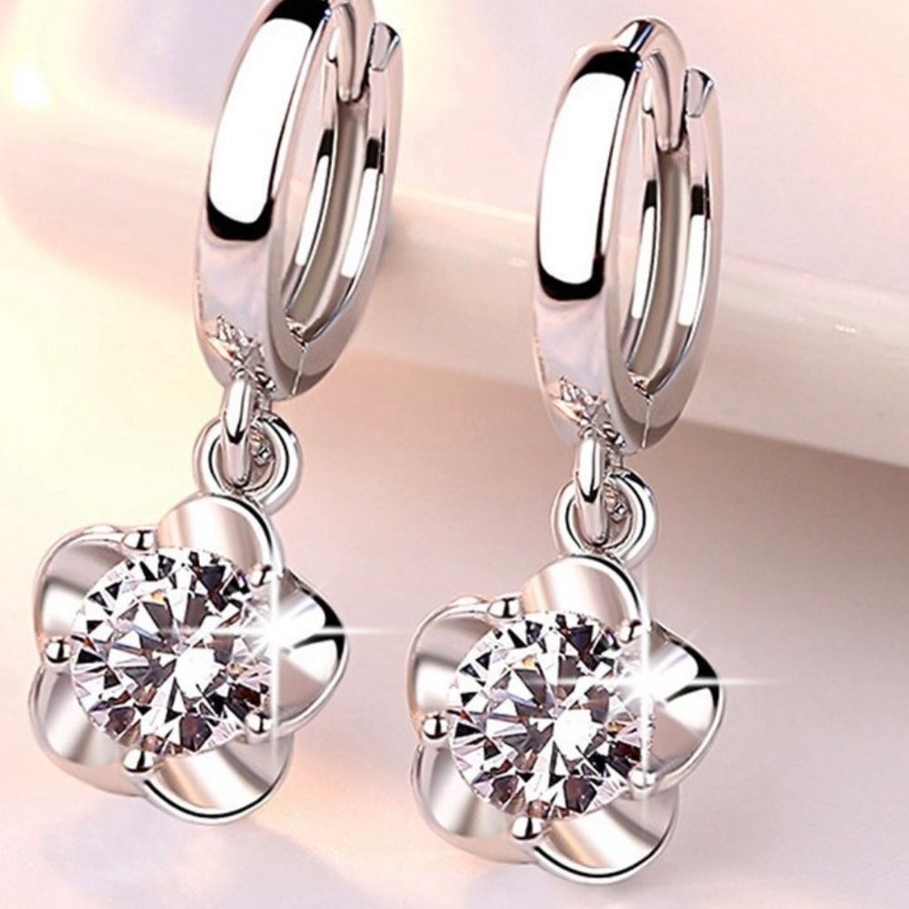 ❤️ Flower Elegant 925 Sterling Silver Pendant Earrings And Necklace Set - Picture 4 of 5